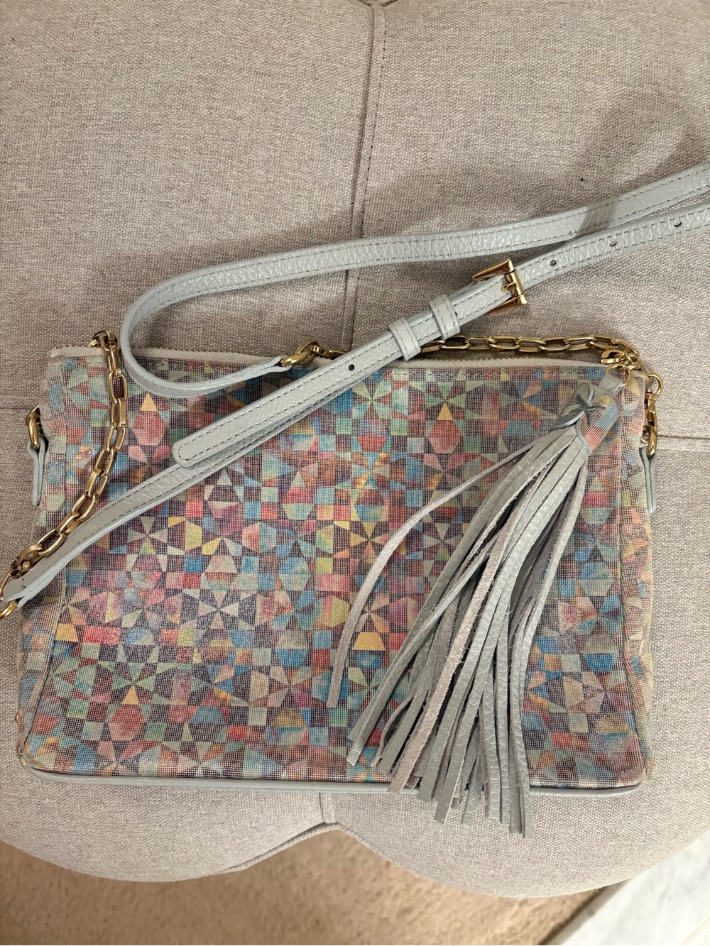 GiGi New York Multicolor Pastel Mosaic Shoulder Bag with Gold Hardware